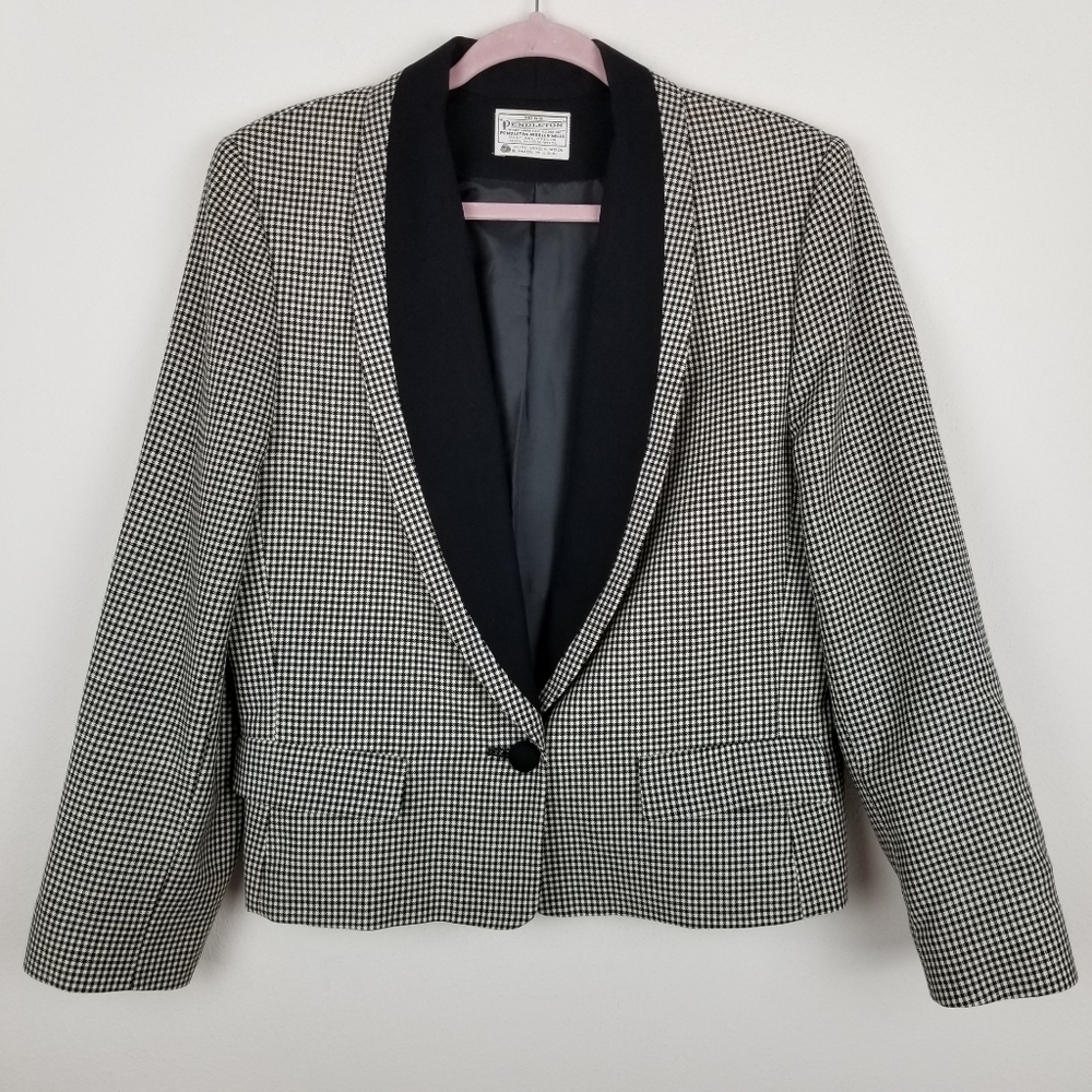 Pendleton Size 14 Virgin Wool Checked Blazer - image 1